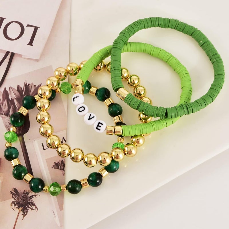 Aigrnc Boho Beaded Stretch Bracelets For Women Stackable Crystal Gold Plated Beaded Bracelets Set Trendy Handmade Friendship Braeclet Jewelry Gifts - Image 2